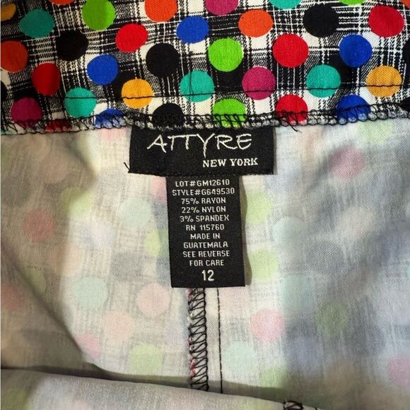 Attyre Skort Black Pink Red Colorful Dot Pattern Pockets Tennis Golf SZ 12 - Picture 5 of 6